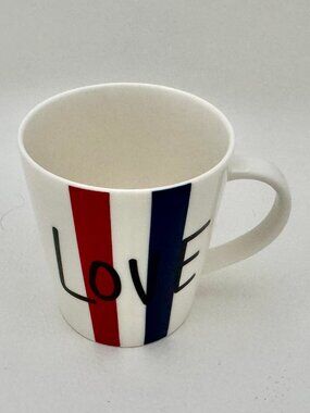 Ellen Degeneres Mug "LOVE" Royal Doulton White Red Blue Black NWOT